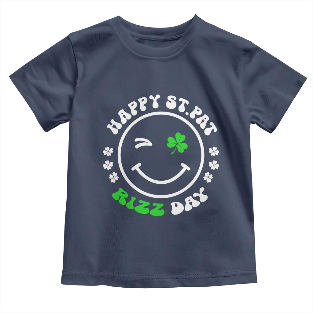 Funny St. Patrick's Day Toddler T Shirt Happy St Pat Rizz Day Shamrock Lucky Face