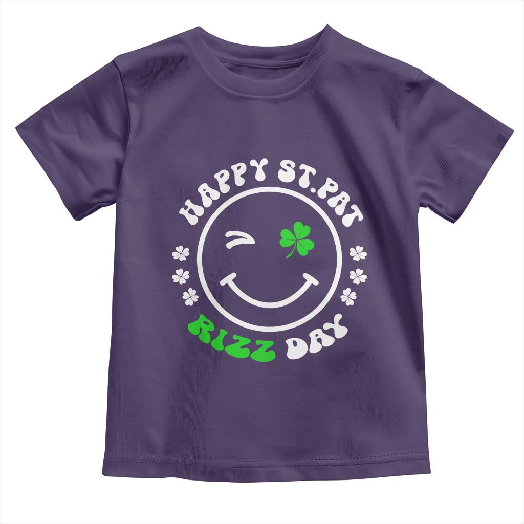 Funny St. Patrick's Day Toddler T Shirt Happy St Pat Rizz Day Shamrock Lucky Face