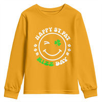 Funny St. Patrick's Day Youth Sweatshirt Happy St Pat Rizz Day Shamrock Lucky Face