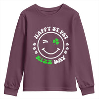 Funny St. Patrick's Day Youth Sweatshirt Happy St Pat Rizz Day Shamrock Lucky Face