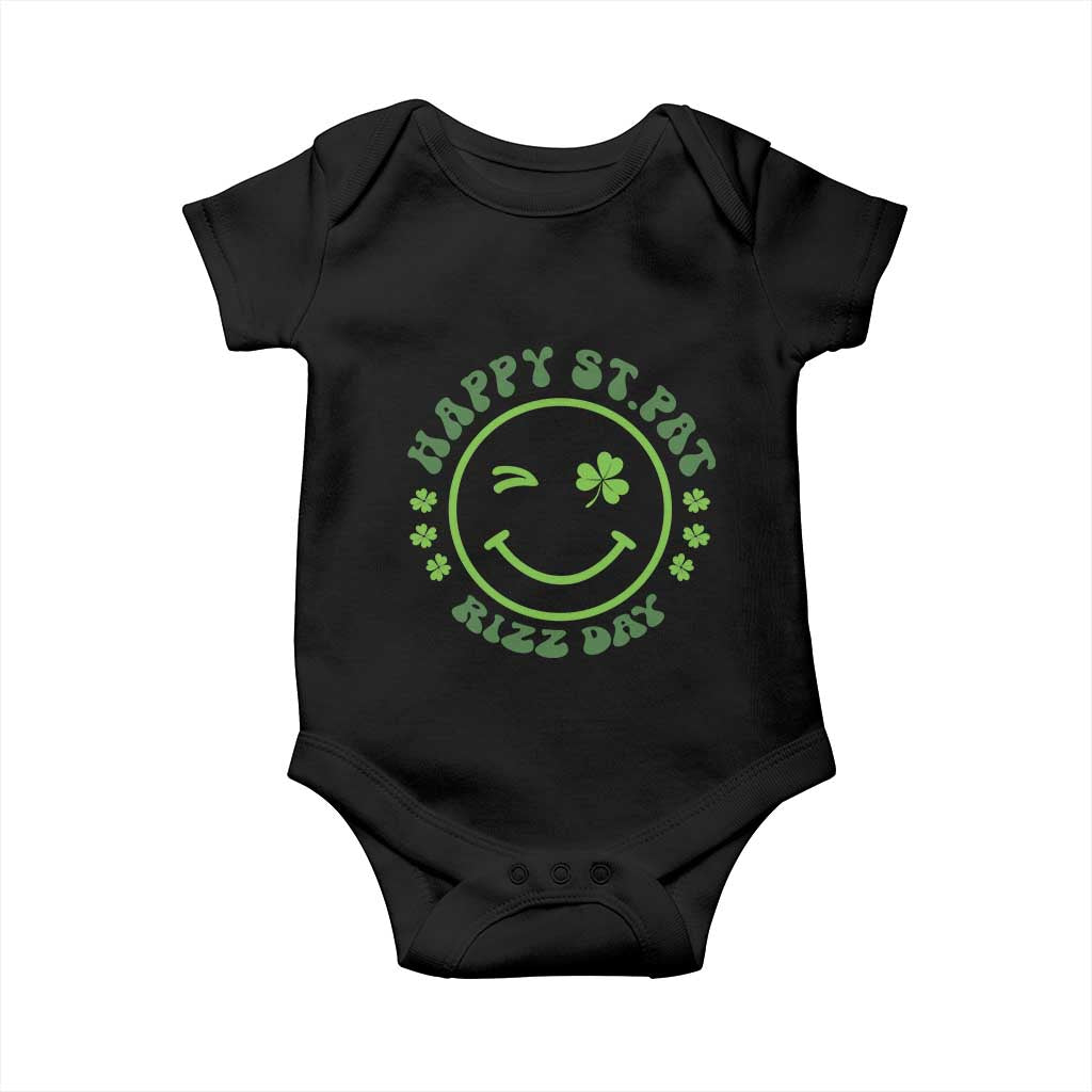 Funny St. Patrick's Day Baby Onesie Happy St Pat Rizz Day Lucky Shamrock Face
