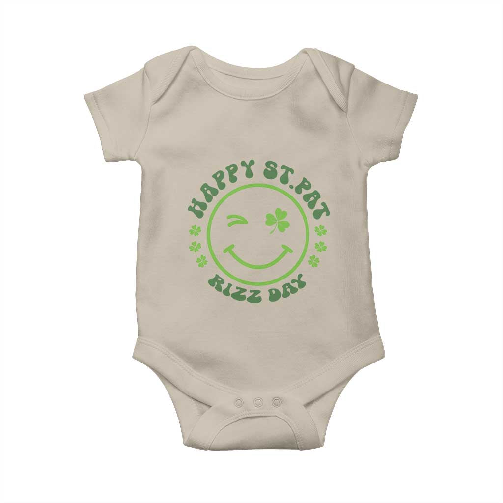 Funny St. Patrick's Day Baby Onesie Happy St Pat Rizz Day Lucky Shamrock Face