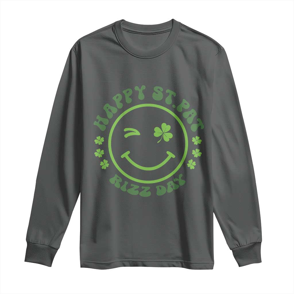 Funny St. Patrick's Day Long Sleeve Shirt Happy St Pat Rizz Day Lucky Shamrock Face