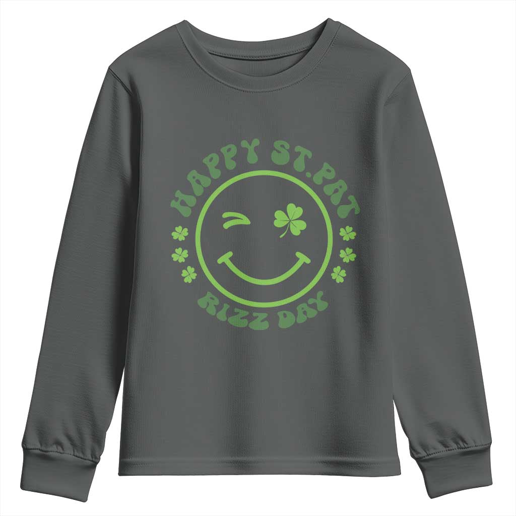 Funny St. Patrick's Day Youth Sweatshirt Happy St Pat Rizz Day Lucky Shamrock Face