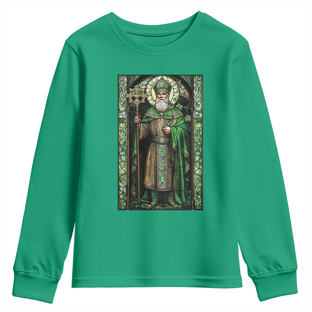 St. Patrick's Day Youth Sweatshirt Saint Patrick Art Aesthetic Stained Glass