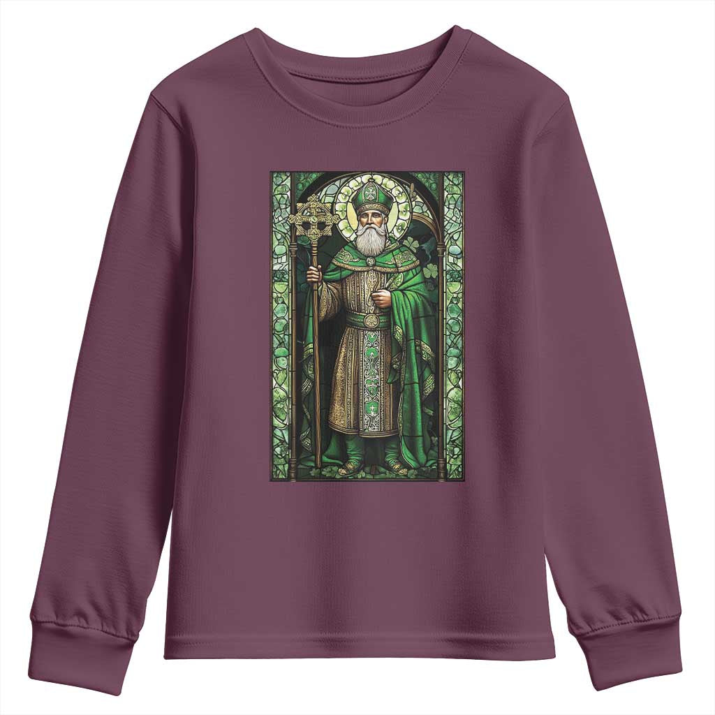 St. Patrick's Day Youth Sweatshirt Saint Patrick Art Aesthetic Stained Glass