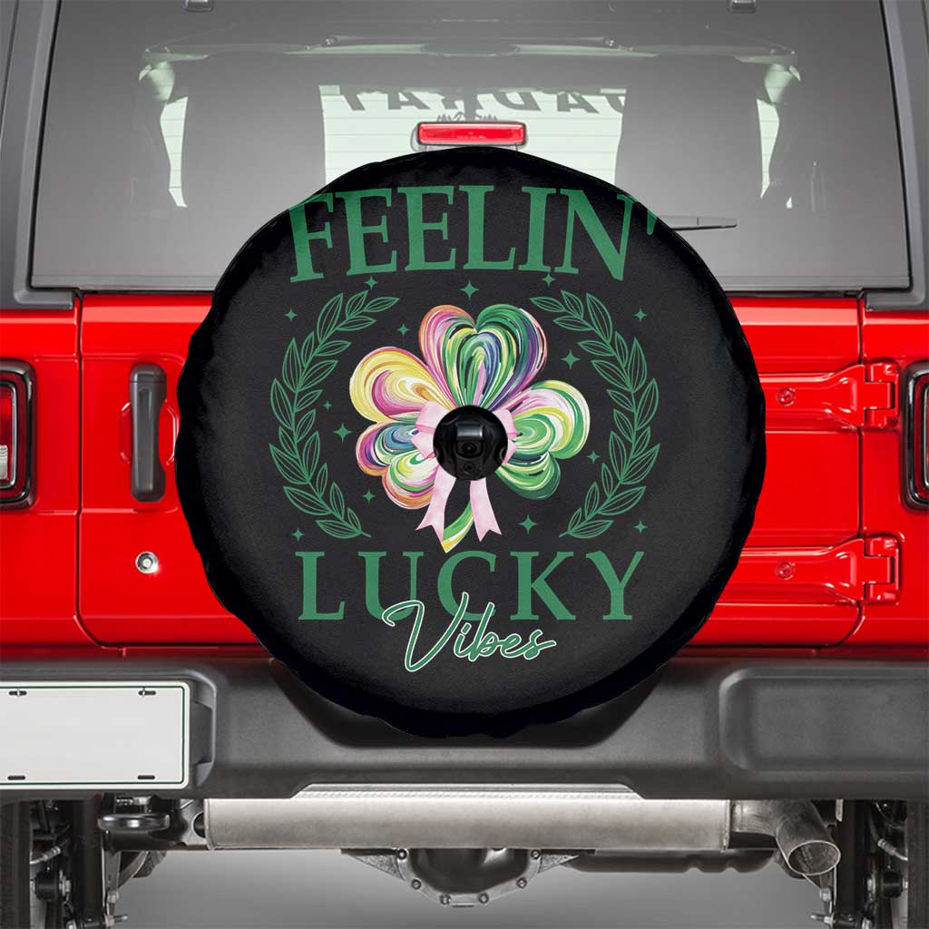 St. Patrick's Day Spare Tire Cover Feelin' Lucky Vibes Shamrock Coquette Bow