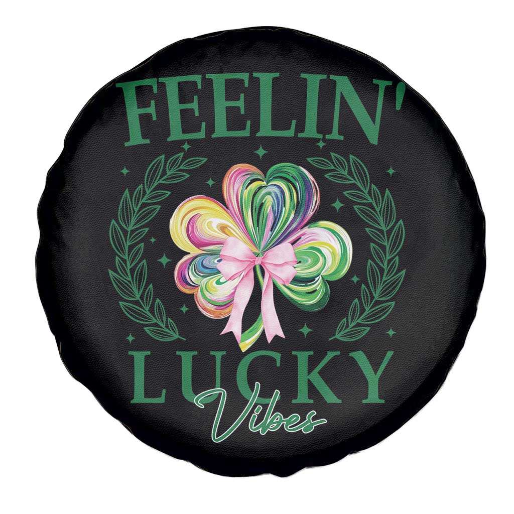 St. Patrick's Day Spare Tire Cover Feelin' Lucky Vibes Shamrock Coquette Bow