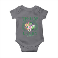 St. Patrick's Day Baby Onesie Feelin' Lucky Vibes Shamrock Coquette Bow