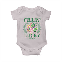 St. Patrick's Day Baby Onesie Feelin' Lucky Vibes Shamrock Coquette Bow
