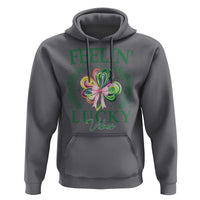 St. Patrick's Day Hoodie Feelin' Lucky Vibes Shamrock Coquette Bow