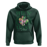 St. Patrick's Day Hoodie Feelin' Lucky Vibes Shamrock Coquette Bow