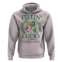 St. Patrick's Day Hoodie Feelin' Lucky Vibes Shamrock Coquette Bow