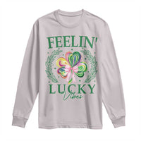 St. Patrick's Day Long Sleeve Shirt Feelin' Lucky Vibes Shamrock Coquette Bow