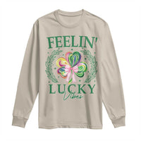 St. Patrick's Day Long Sleeve Shirt Feelin' Lucky Vibes Shamrock Coquette Bow