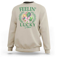 St. Patrick's Day Sweatshirt Feelin' Lucky Vibes Shamrock Coquette Bow