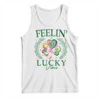 St. Patrick's Day Tank Top Feelin' Lucky Vibes Shamrock Coquette Bow