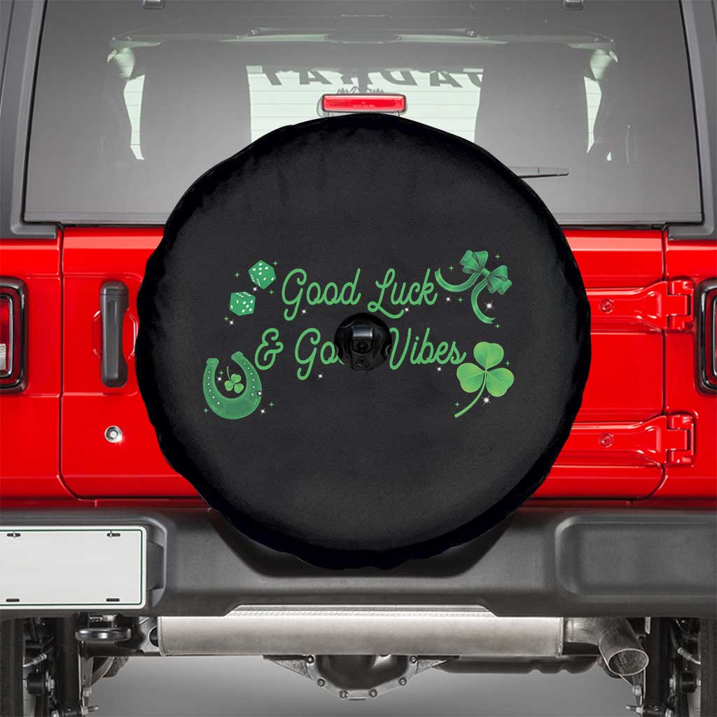 St. Patrick's Day Spare Tire Cover Good Luck And Good Vibes Shamrock Coquette Bow