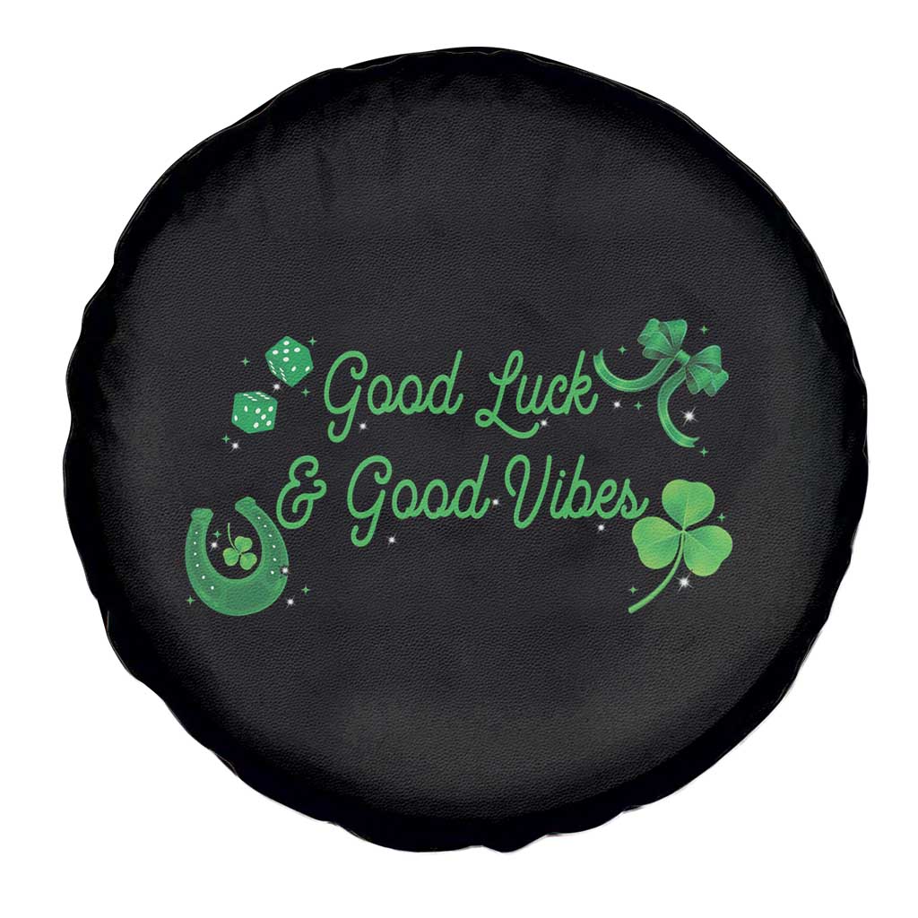 St. Patrick's Day Spare Tire Cover Good Luck And Good Vibes Shamrock Coquette Bow