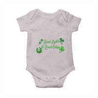 St. Patrick's Day Baby Onesie Good Luck And Good Vibes Shamrock Coquette Bow