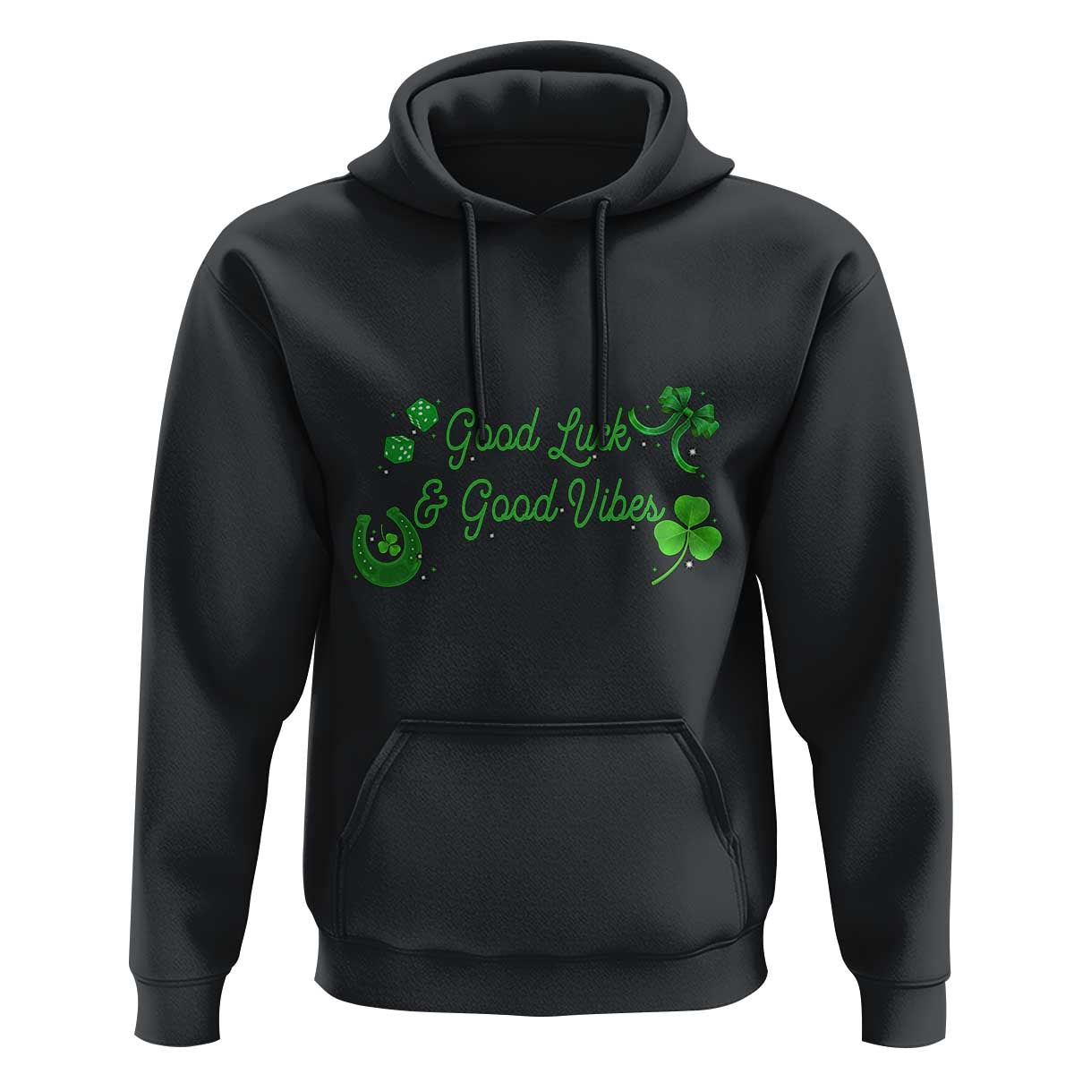 St. Patrick's Day Hoodie Good Luck And Good Vibes Shamrock Coquette Bow