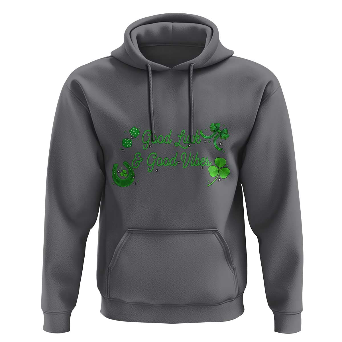 St. Patrick's Day Hoodie Good Luck And Good Vibes Shamrock Coquette Bow