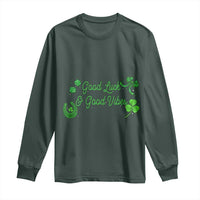 St. Patrick's Day Long Sleeve Shirt Good Luck And Good Vibes Shamrock Coquette Bow