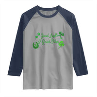 St. Patrick's Day Raglan Shirt Good Luck And Good Vibes Shamrock Coquette Bow