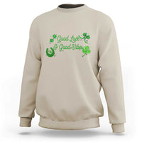 St. Patrick's Day Sweatshirt Good Luck And Good Vibes Shamrock Coquette Bow