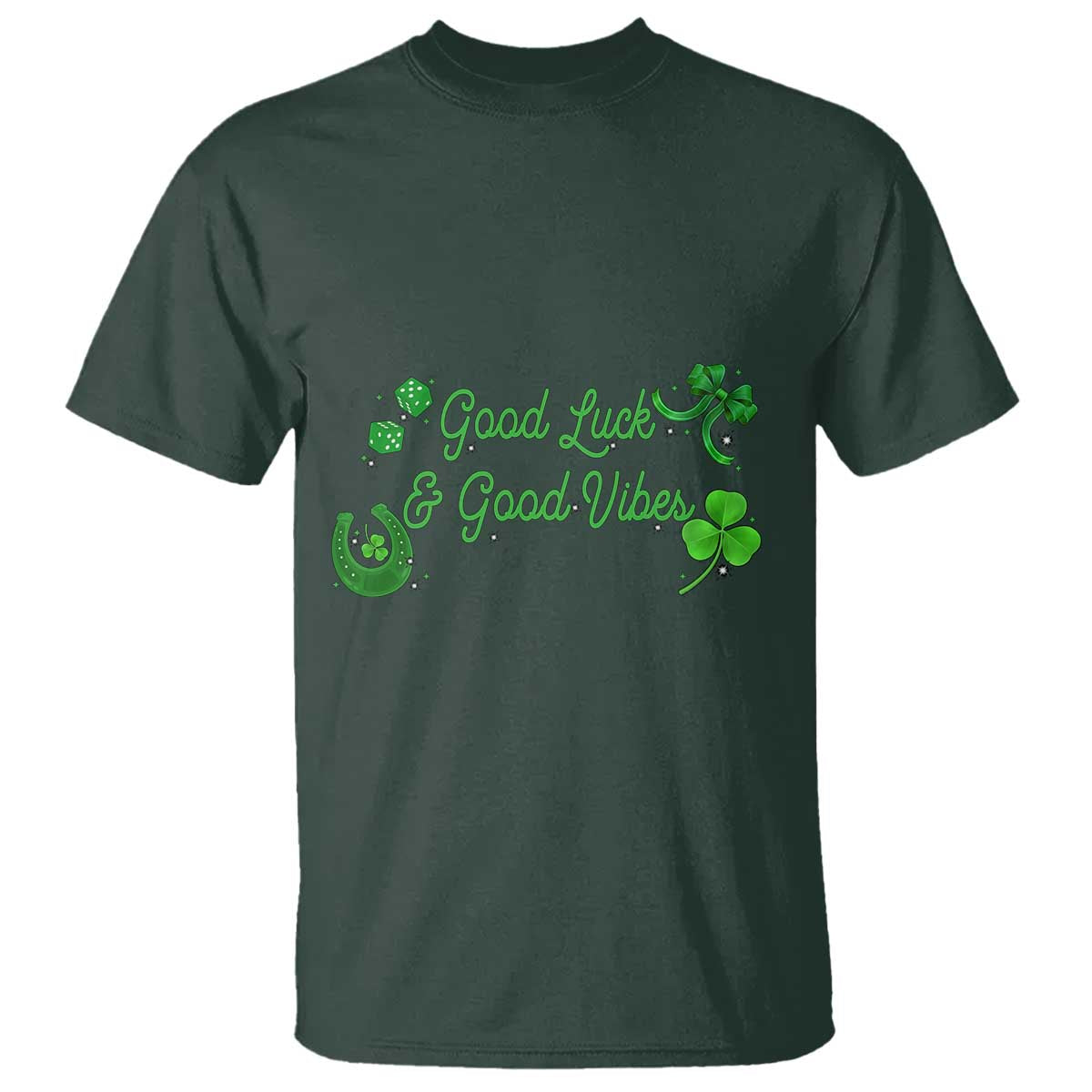 St. Patrick's Day T Shirt Good Luck And Good Vibes Shamrock Coquette Bow