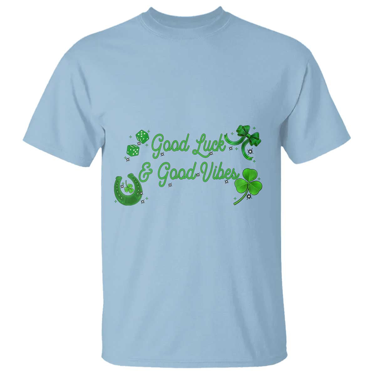St. Patrick's Day T Shirt Good Luck And Good Vibes Shamrock Coquette Bow