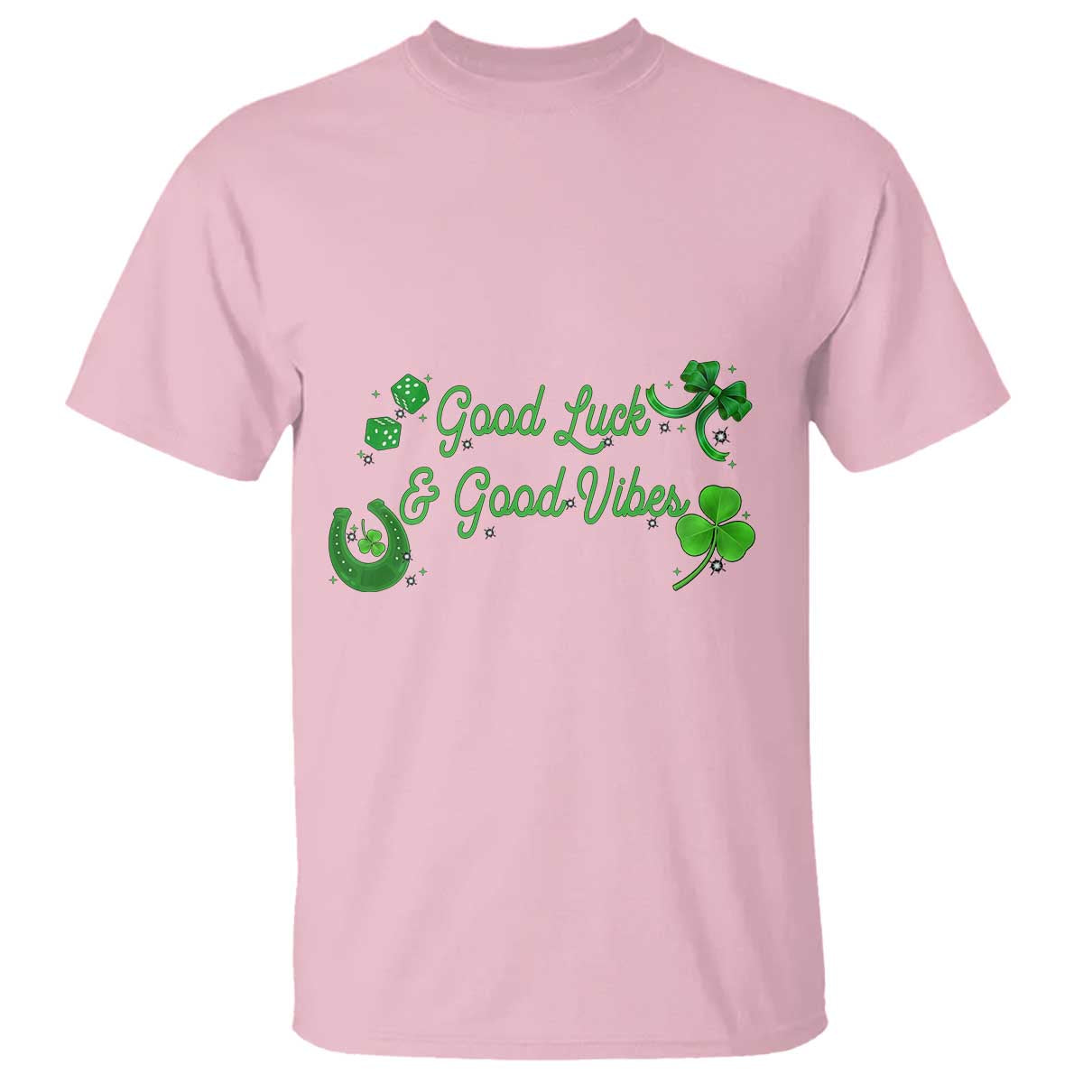 St. Patrick's Day T Shirt Good Luck And Good Vibes Shamrock Coquette Bow