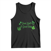 St. Patrick's Day Tank Top Good Luck And Good Vibes Shamrock Coquette Bow