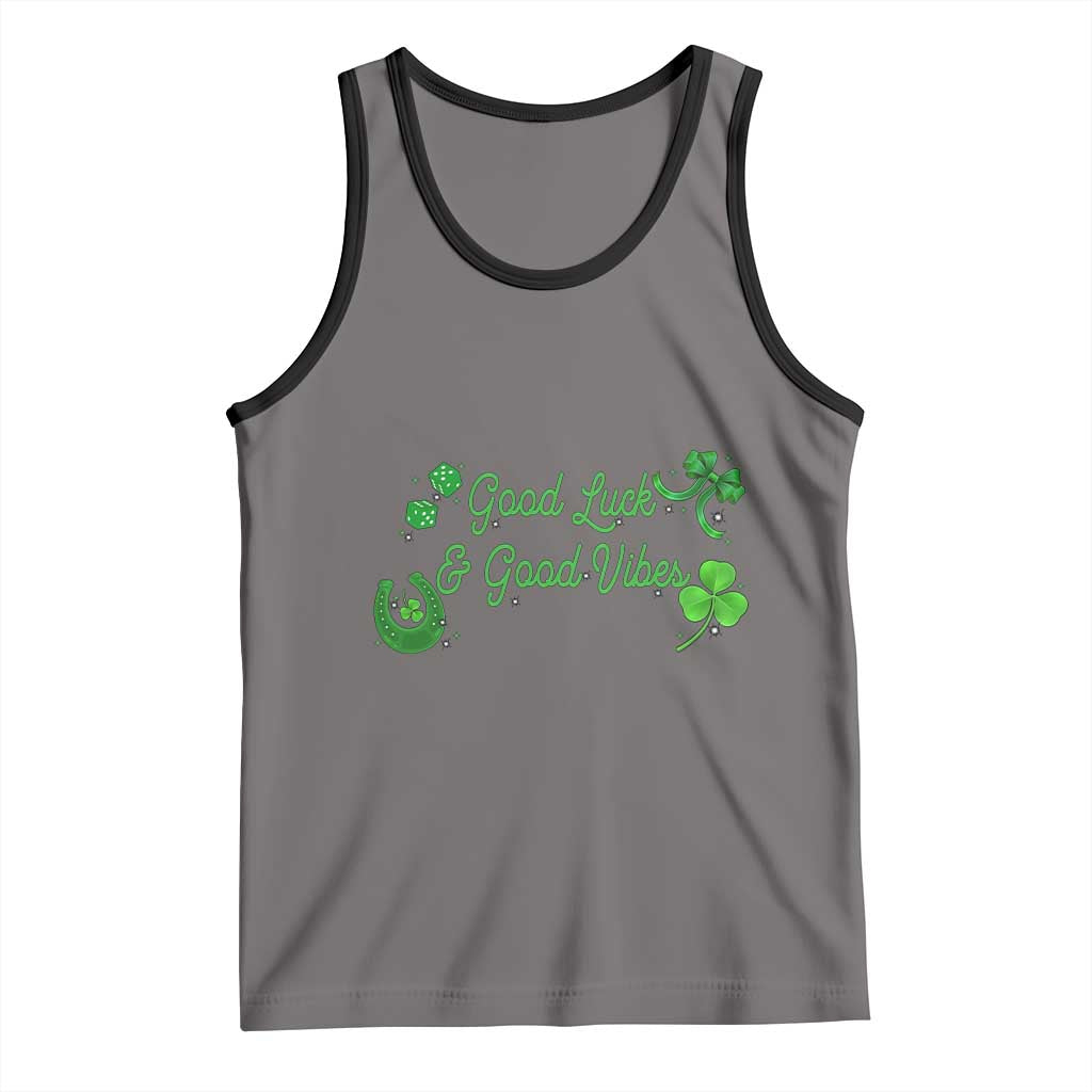 St. Patrick's Day Tank Top Good Luck And Good Vibes Shamrock Coquette Bow