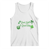 St. Patrick's Day Tank Top Good Luck And Good Vibes Shamrock Coquette Bow