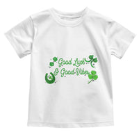St. Patrick's Day Toddler T Shirt Good Luck And Good Vibes Shamrock Coquette Bow