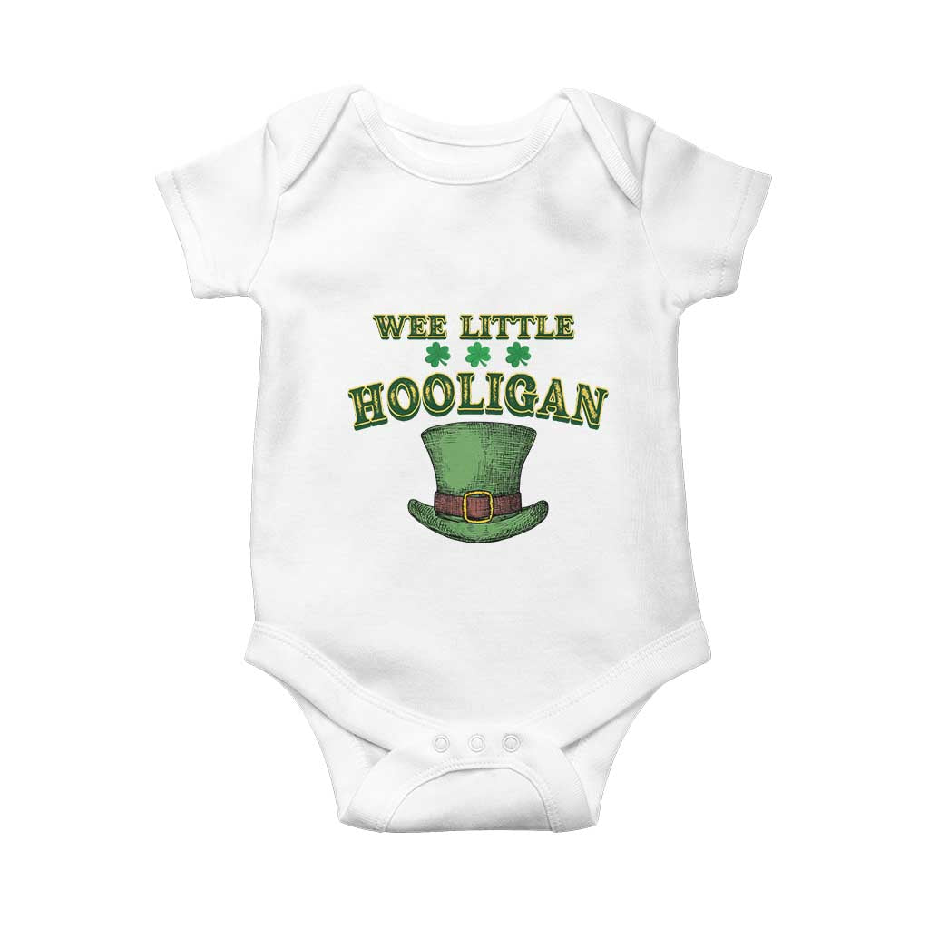 Funny St. Patrick's Day Baby Onesie Wee Little Hooligan Shamrock Leprechaun Hat