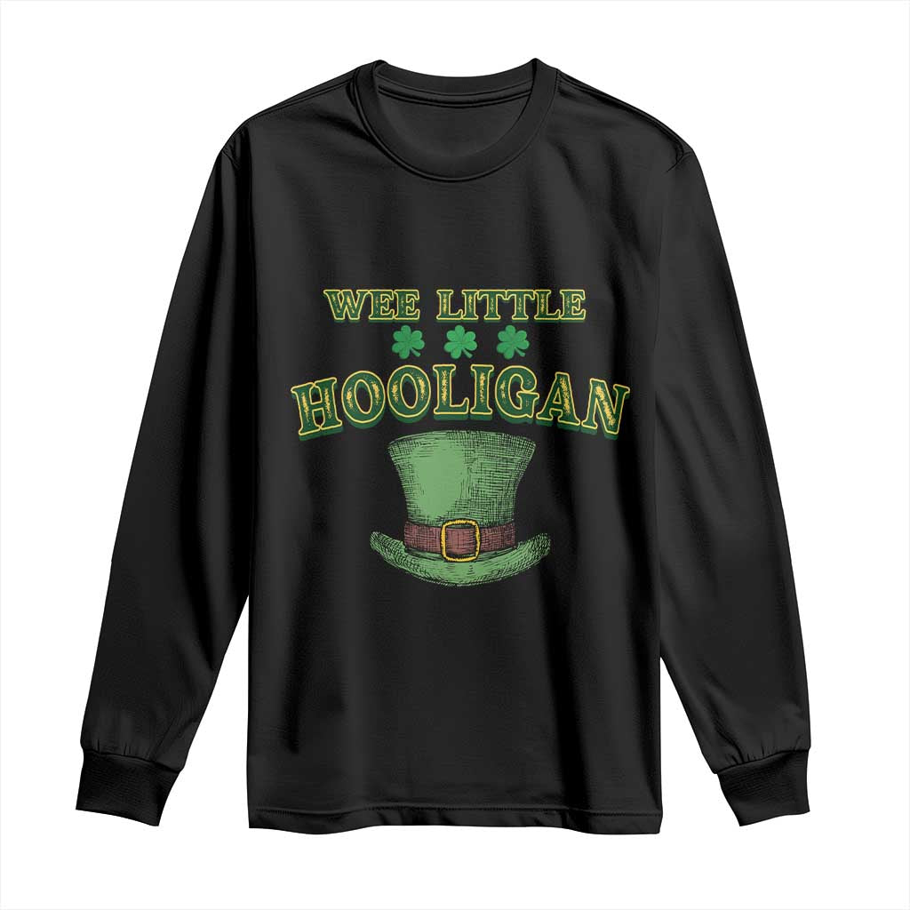 Funny St. Patrick's Day Long Sleeve Shirt Wee Little Hooligan Shamrock Leprechaun Hat