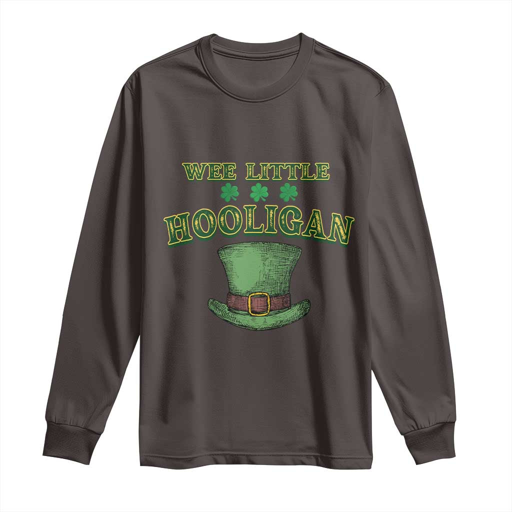 Funny St. Patrick's Day Long Sleeve Shirt Wee Little Hooligan Shamrock Leprechaun Hat