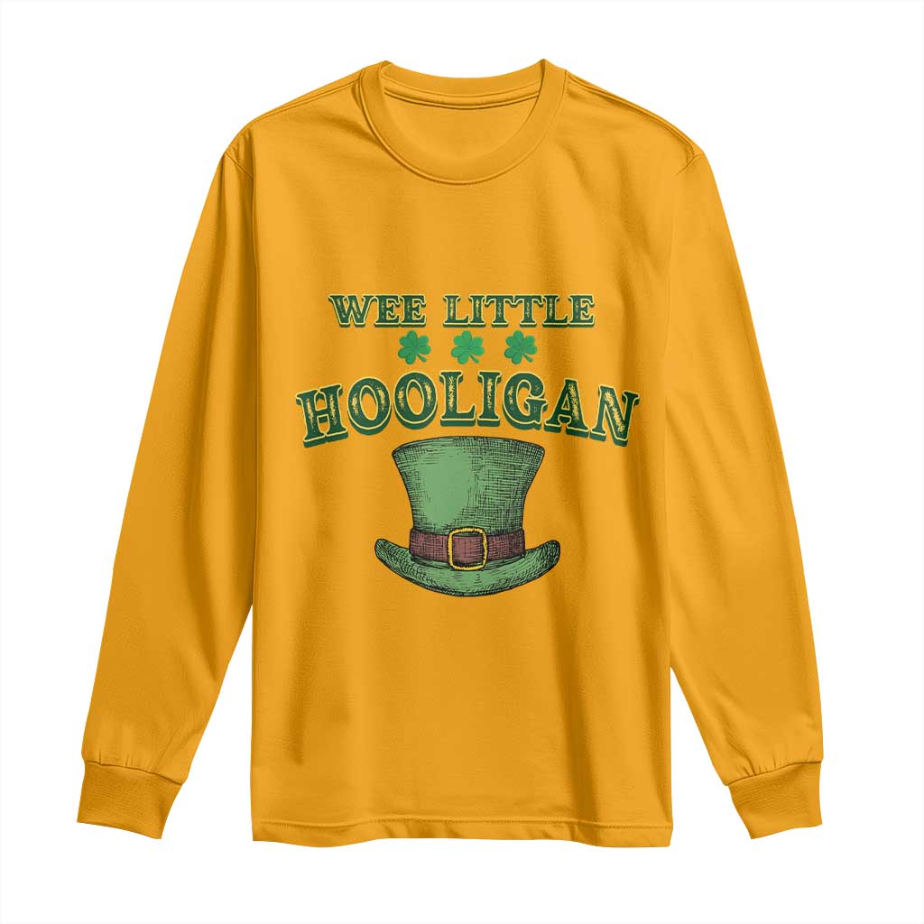 Funny St. Patrick's Day Long Sleeve Shirt Wee Little Hooligan Shamrock Leprechaun Hat