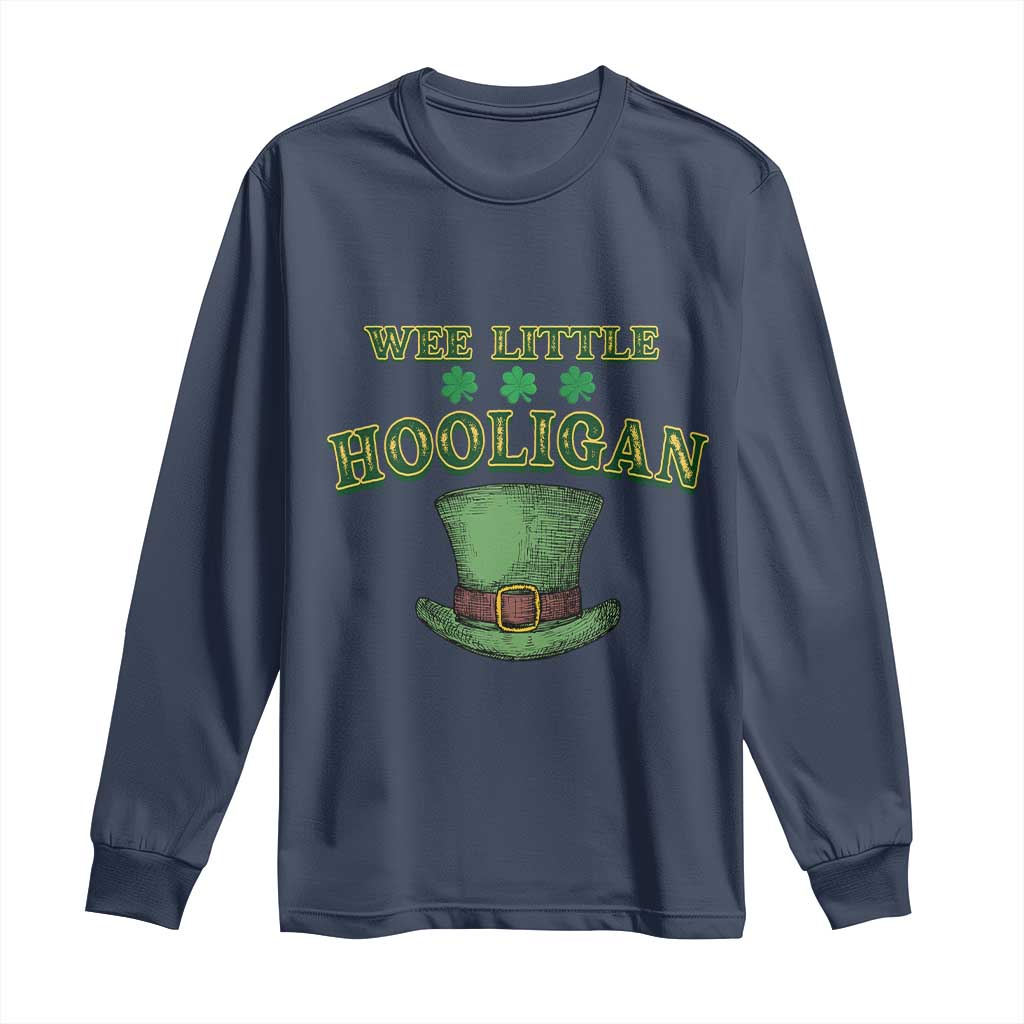 Funny St. Patrick's Day Long Sleeve Shirt Wee Little Hooligan Shamrock Leprechaun Hat