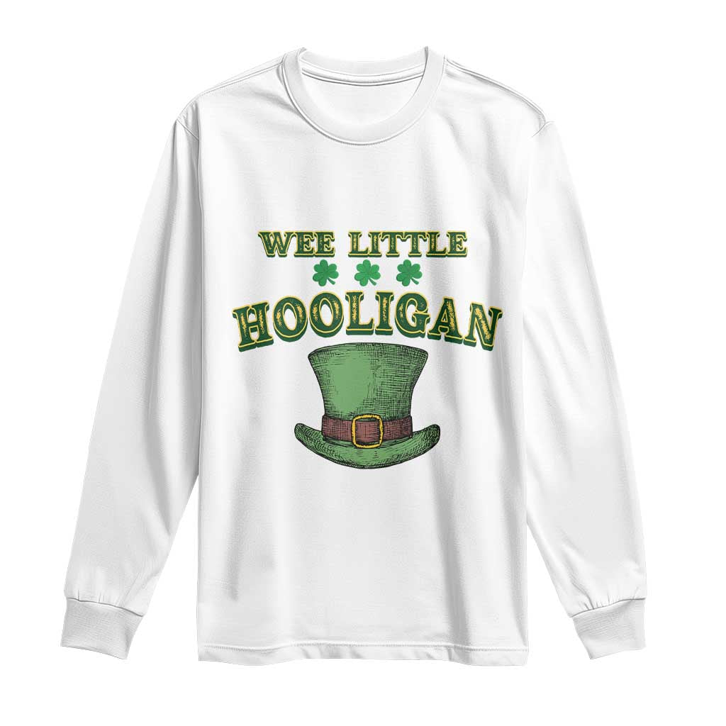 Funny St. Patrick's Day Long Sleeve Shirt Wee Little Hooligan Shamrock Leprechaun Hat