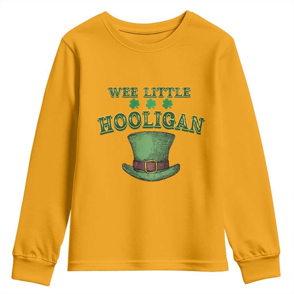 Funny St. Patrick's Day Youth Sweatshirt Wee Little Hooligan Shamrock Leprechaun Hat
