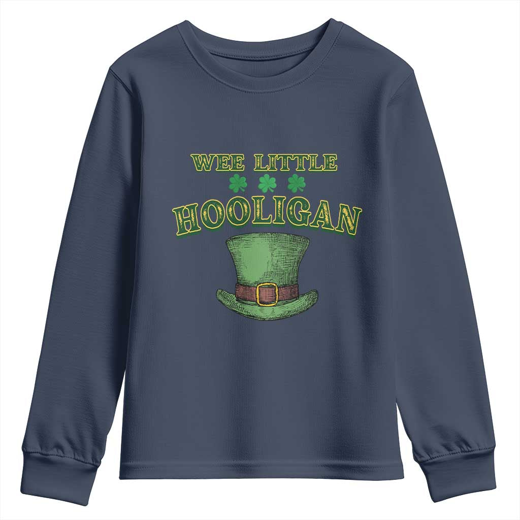 Funny St. Patrick's Day Youth Sweatshirt Wee Little Hooligan Shamrock Leprechaun Hat