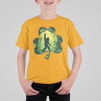 Funny St. Patrick's Day Bigfoot T Shirt For Kid Sasquatch Shamrock Irish