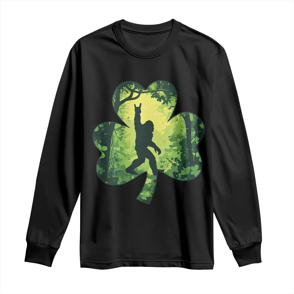 Funny St. Patrick's Day Bigfoot Long Sleeve Shirt Sasquatch Shamrock Irish