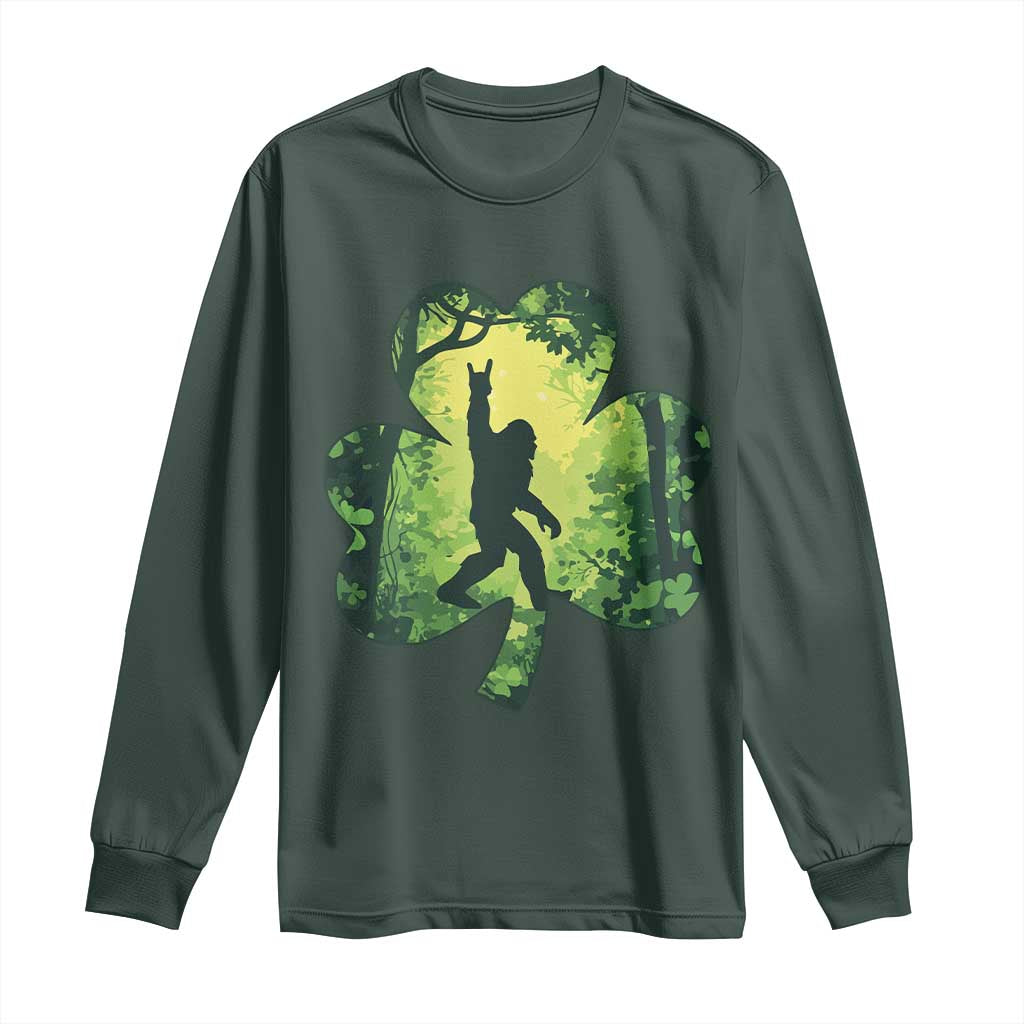 Funny St. Patrick's Day Bigfoot Long Sleeve Shirt Sasquatch Shamrock Irish