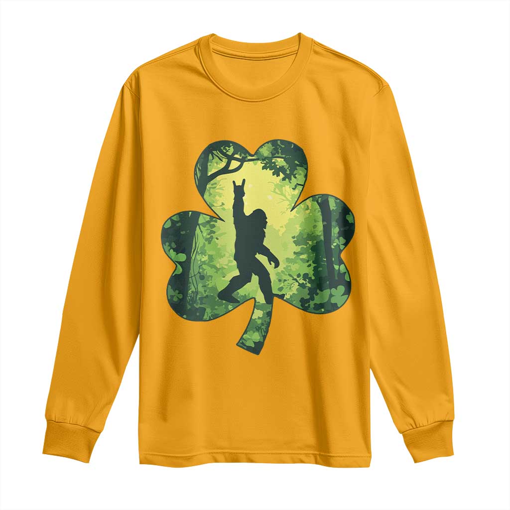Funny St. Patrick's Day Bigfoot Long Sleeve Shirt Sasquatch Shamrock Irish