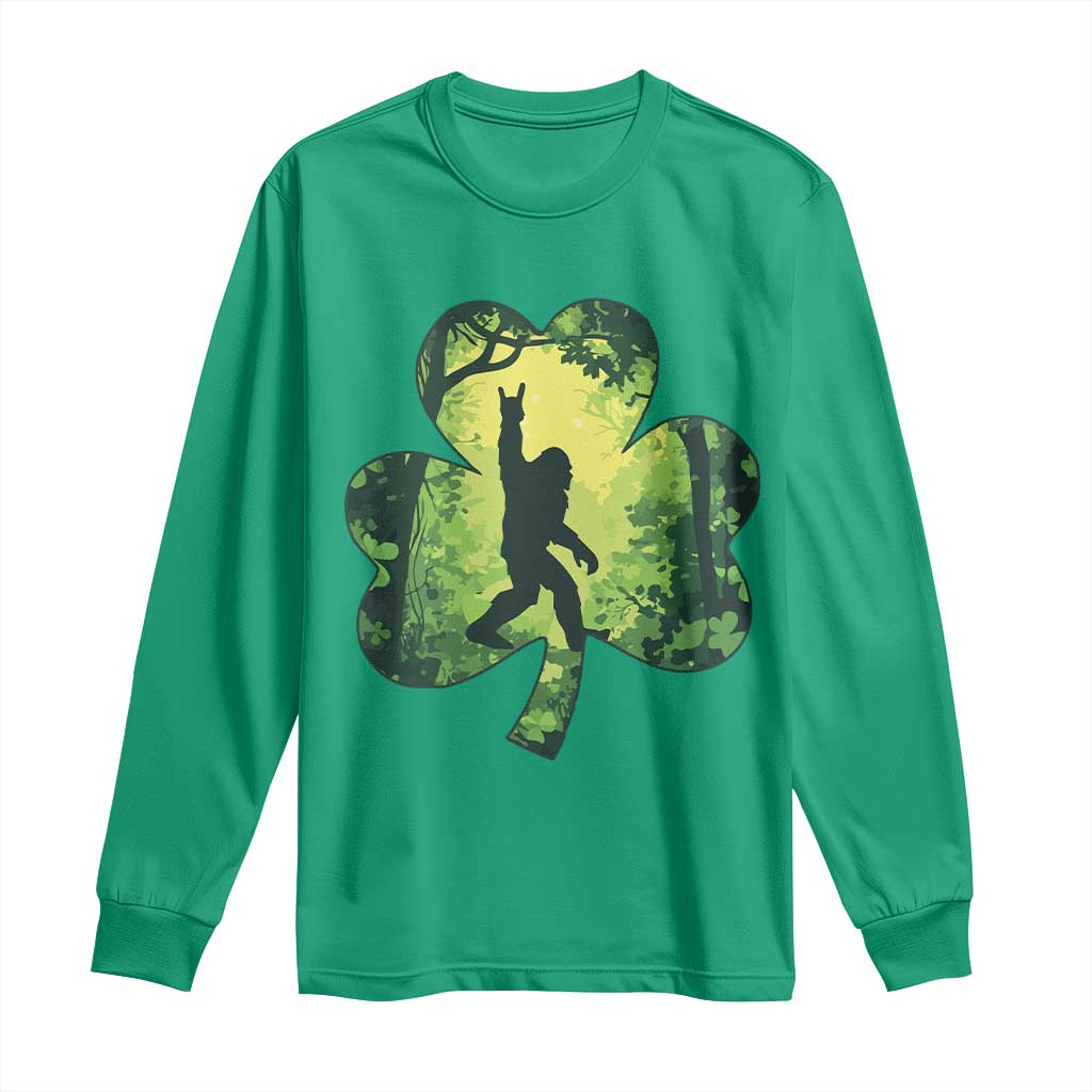 Funny St. Patrick's Day Bigfoot Long Sleeve Shirt Sasquatch Shamrock Irish