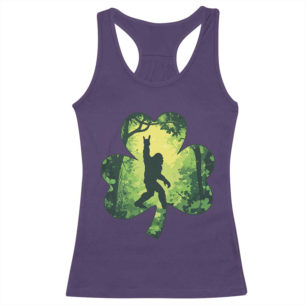 Funny St. Patrick's Day Bigfoot Racerback Tank Top Sasquatch Shamrock Irish